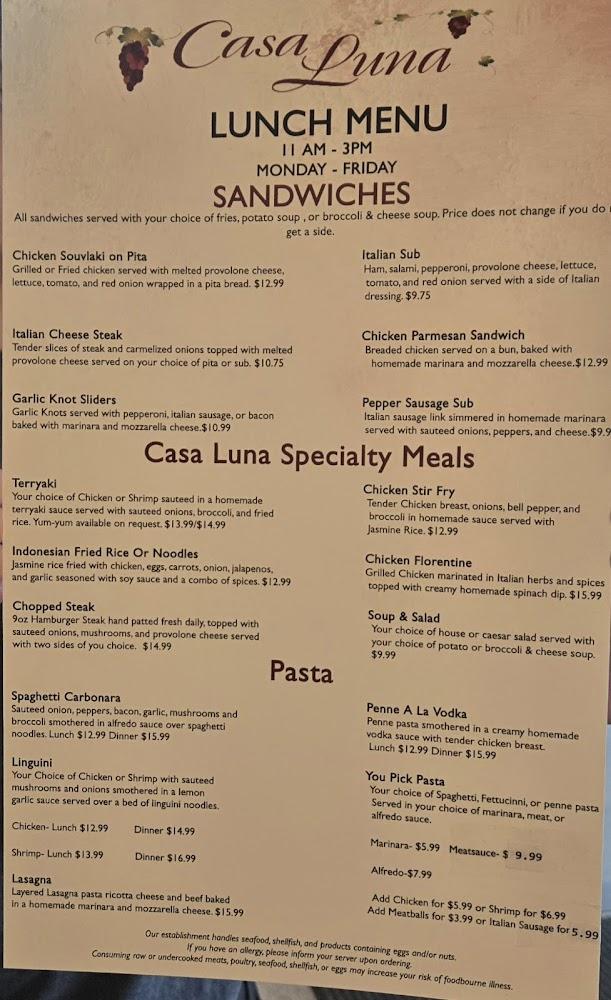 Casa Luna Menu image 3